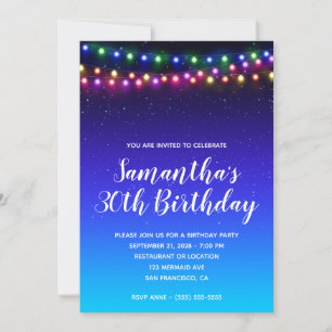 Starry Ombre Street Lights 30th Birthday Invitation
