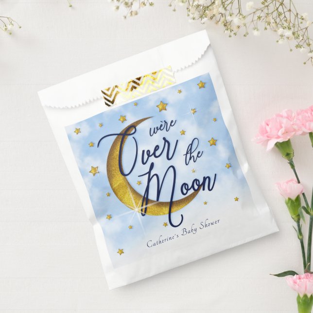 Starry Over The Moon Blue Gold Baby Boy Shower Favour Bags (Sealed)