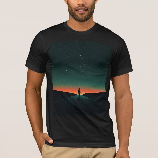 Starry Path — Cosmic Silhouette Graphic Tee (Front)