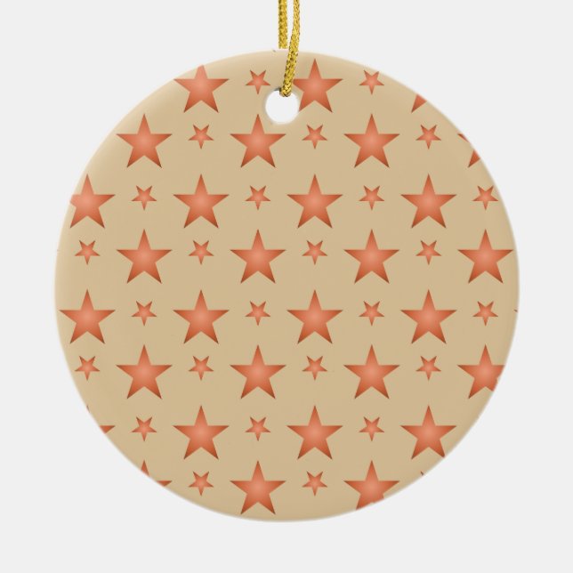 Starry pattern in gradient terracotta orange  ceramic tree decoration (Front)