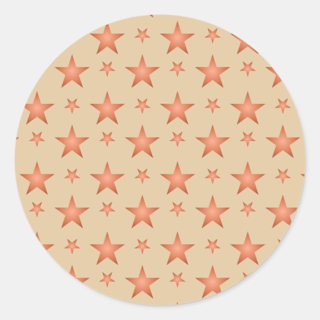 Starry pattern in gradient terracotta orange  classic round sticker (Front)