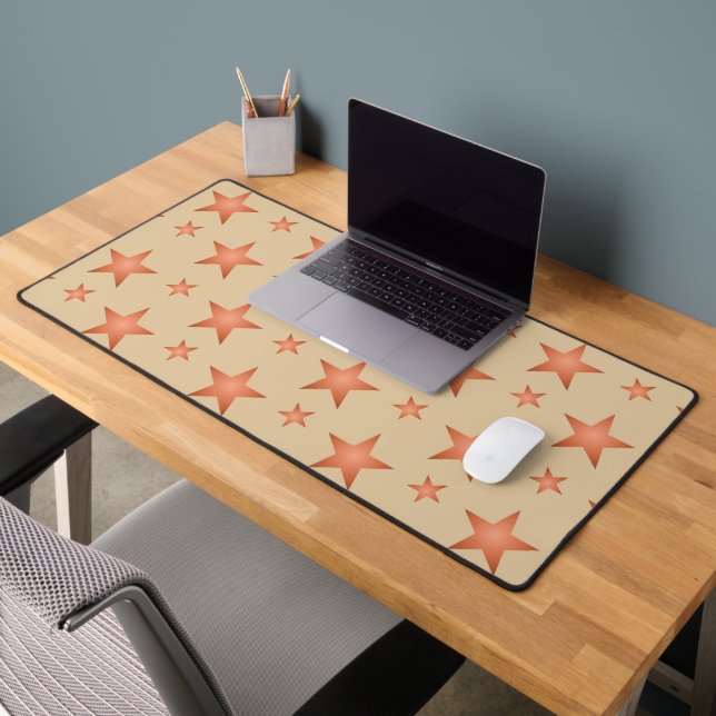 Starry pattern in gradient terracotta orange  desk mat (Office 2)