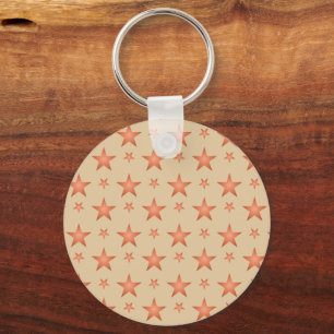 Starry pattern in gradient terracotta orange  key ring