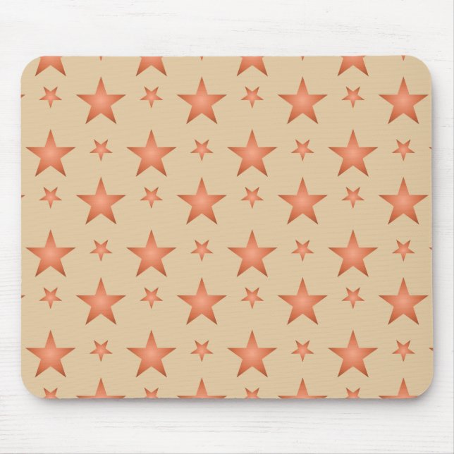 Starry pattern in gradient terracotta orange  mouse mat (Front)