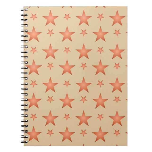 Starry pattern in gradient terracotta orange  notebook (Front)