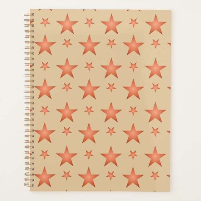 Starry pattern in gradient terracotta orange  planner (Front)