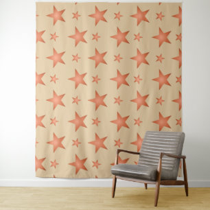 Starry pattern in gradient terracotta orange  tapestry