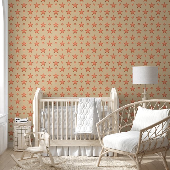 Starry pattern in gradient terracotta orange  wallpaper (Kids)