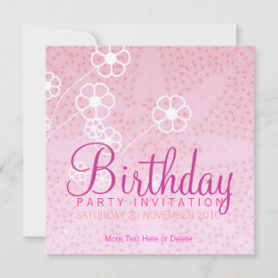 Starry Pink Party Birthday Invitation