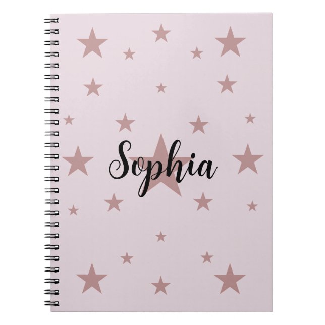 Starry Pink: Personalised Spiral Notebook (Front)
