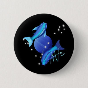 Starry Pisces Neptune Zodiac 6 Cm Round Badge