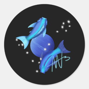 Starry Pisces Neptune Zodiac Classic Round Sticker