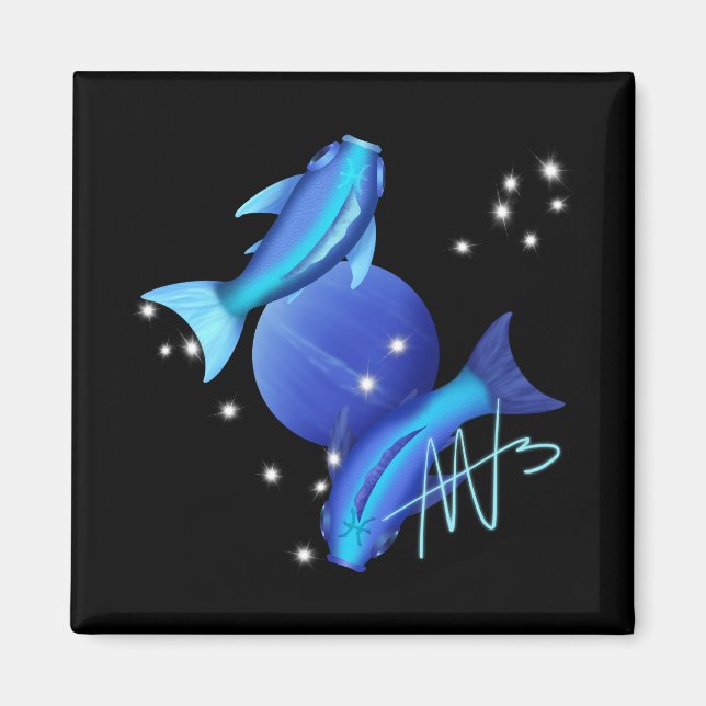 Starry Pisces Neptune Zodiac Magnet (Front)