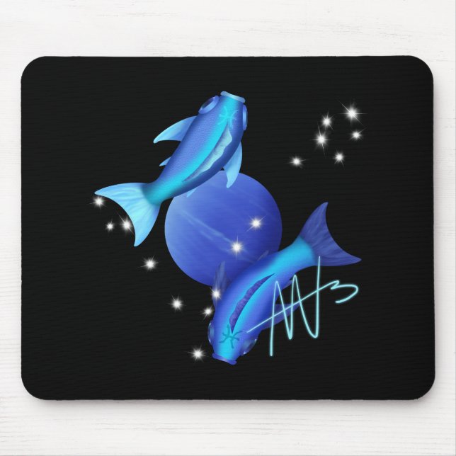 Starry Pisces Neptune Zodiac Mouse Mat (Front)