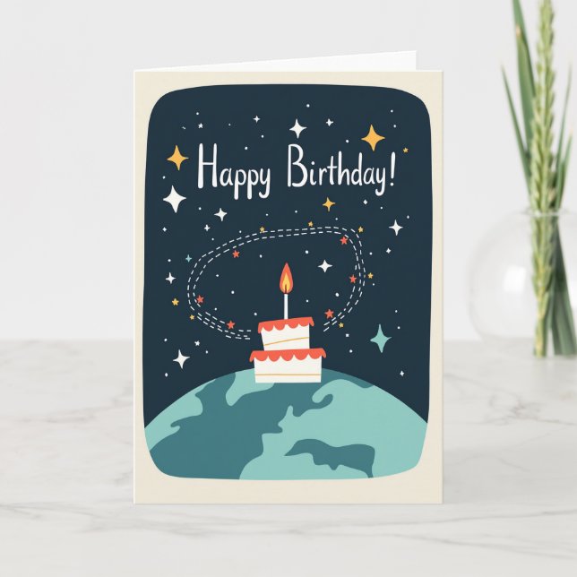 Starry Planet Birthday Card (Front)