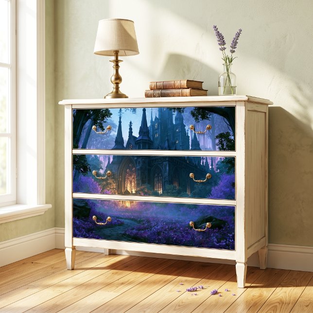 Starry Purple Forest Gothic Castle Decoupage Tissue Paper (Creator Uploaded)