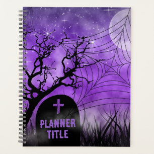 Starry Purple Ghoulish Goth Web Full Moon Planner