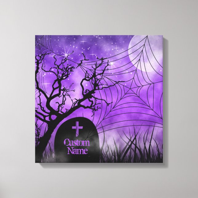 Starry Purple Goth Web Custom Wrapped Canvas (Front)