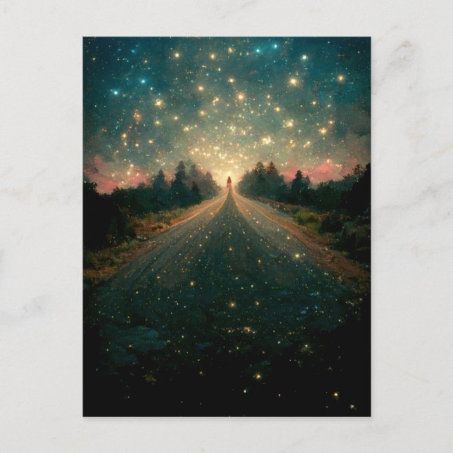 Starry Road Fantasy Landscape Sci-Fi Postcard (Front)