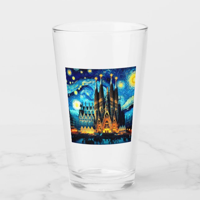 Starry Sagrada Familia Barcelona Glass (Front)