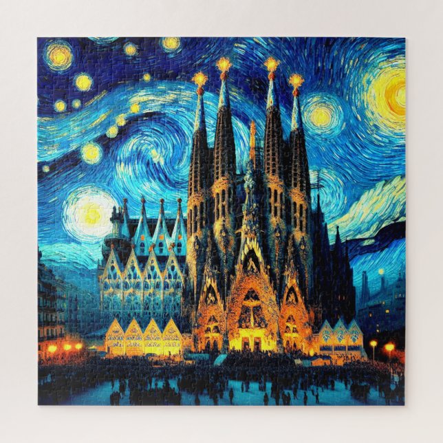 Starry Sagrada Familia Barcelona Jigsaw Puzzle (Vertical)