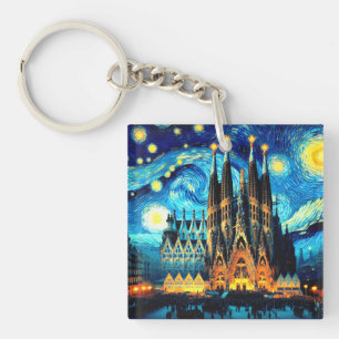 Starry Sagrada Familia Barcelona Key Ring