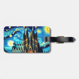 Starry Sagrada Familia Barcelona Luggage Tag