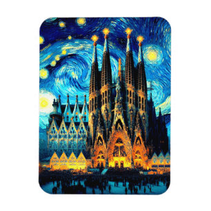 Starry Sagrada Familia Barcelona Magnet
