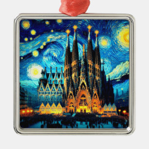 Starry Sagrada Familia Barcelona Metal Tree Decoration