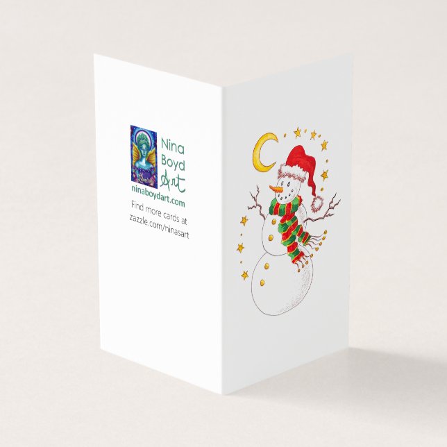 Starry Santa Snowman *pack of 25 holiday cards* (Outside)