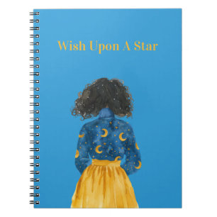 Starry Skies Moons Girl Black Hair Notebook
