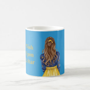 Starry Skies Moons Girl Brown Hair Coffee Mug