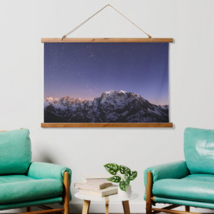 Starry sky above mountains hanging tapestry