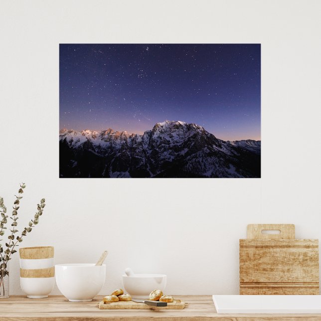 Starry sky above mountains poster (Kitchen)