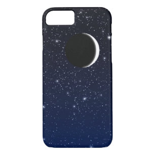 Starry Sky and Crescent Moon, Deep Blue to Black iPhone 8/7 Case