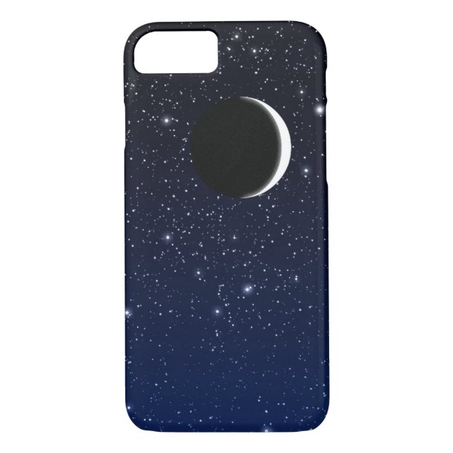 Starry Sky and Crescent Moon, Deep Blue to Black Case-Mate iPhone Case (Back)