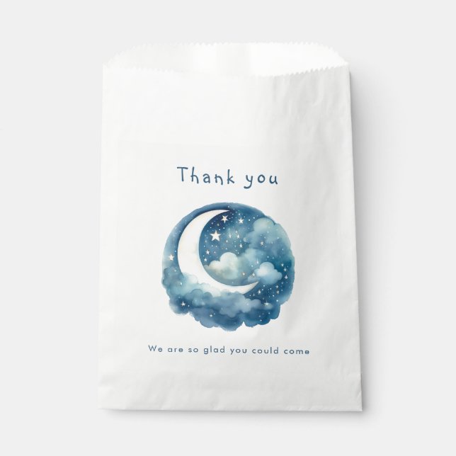 Starry sky and moon baby shower favour bags (Front)