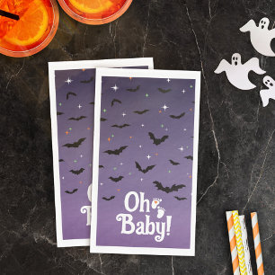 Starry Sky Dusk Bats Oh Baby Halloween Shower Napkin