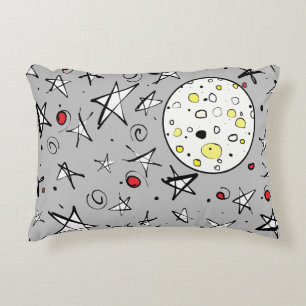 "Starry Sky" Grey w/ Moon Accent Pillow