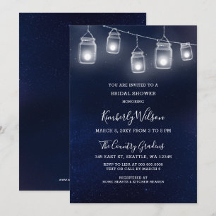 starry sky mason jars wedding Bridal Shower Invitation