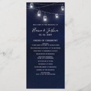 starry sky mason jars Wedding Programs Programme