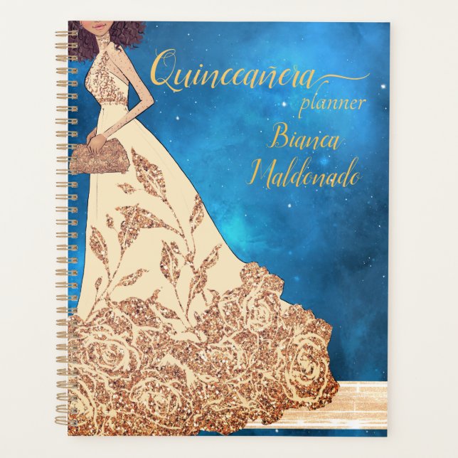 Starry Sky Midnight Blue Quinceañera Planner (Front)