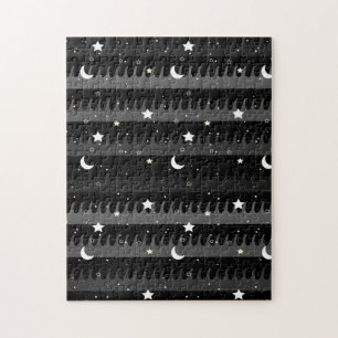 Starry Sky Moon Stars Universe Lover Sea Waves Jigsaw Puzzle