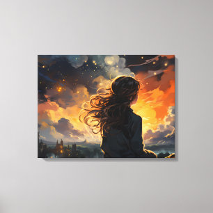 Starry Sky on Fire Canvas Print