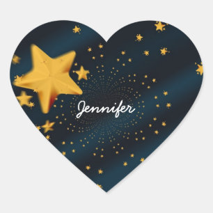Starry Sky Text Template, Ready to Customise Heart Sticker