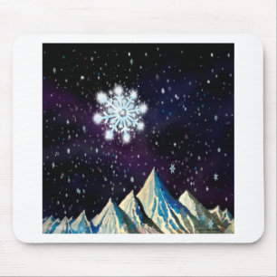 Starry Sky w BIG Snowflakes Mouse Mat