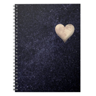 starry sky with a white heart notebook