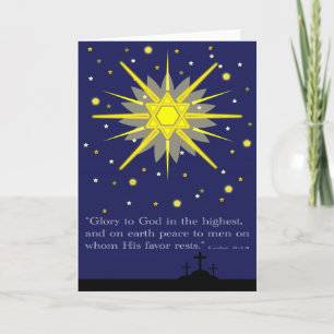 starry sky with crosses  luke 2:14 holiday card