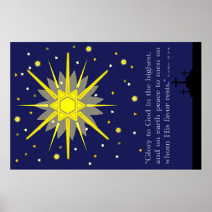 starry sky with crosses  luke 2:14 poster