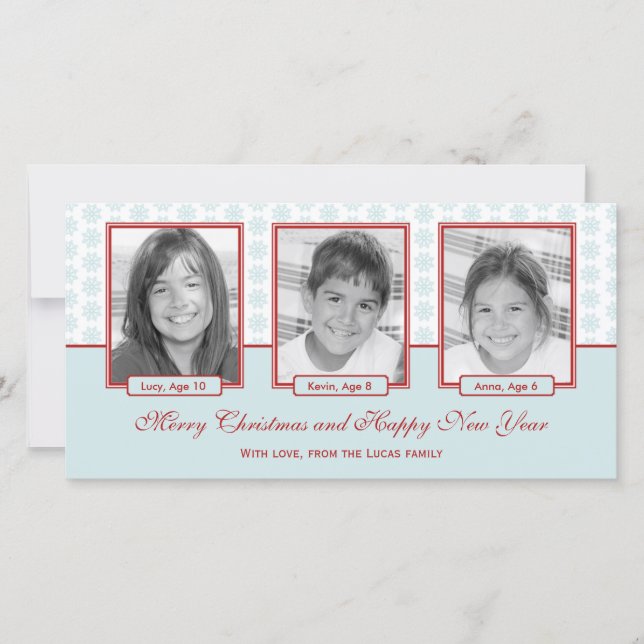 Starry Snowflakes Holiday Photo Card (Front)